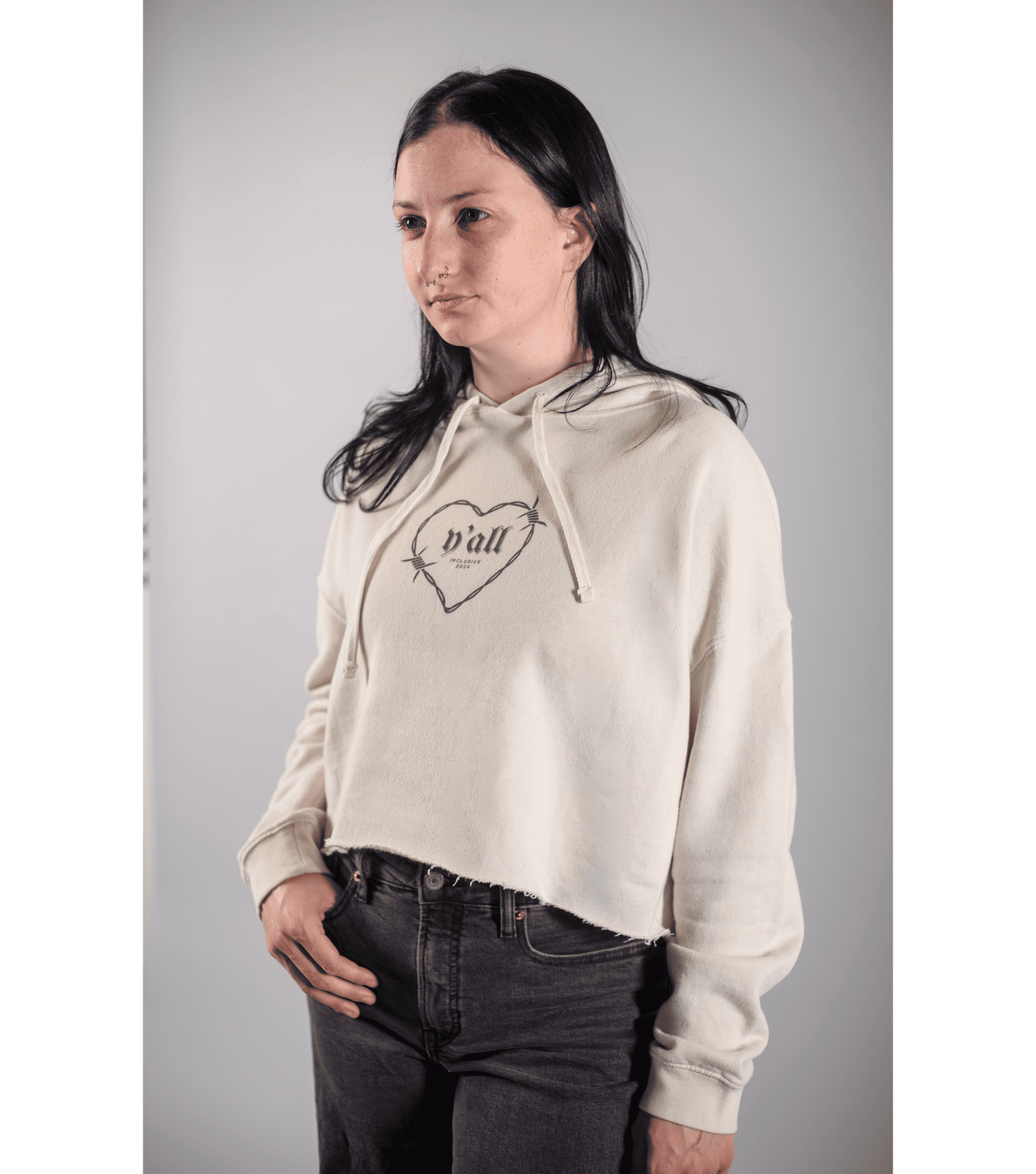 Barbed Hearts Cropped Hoodie