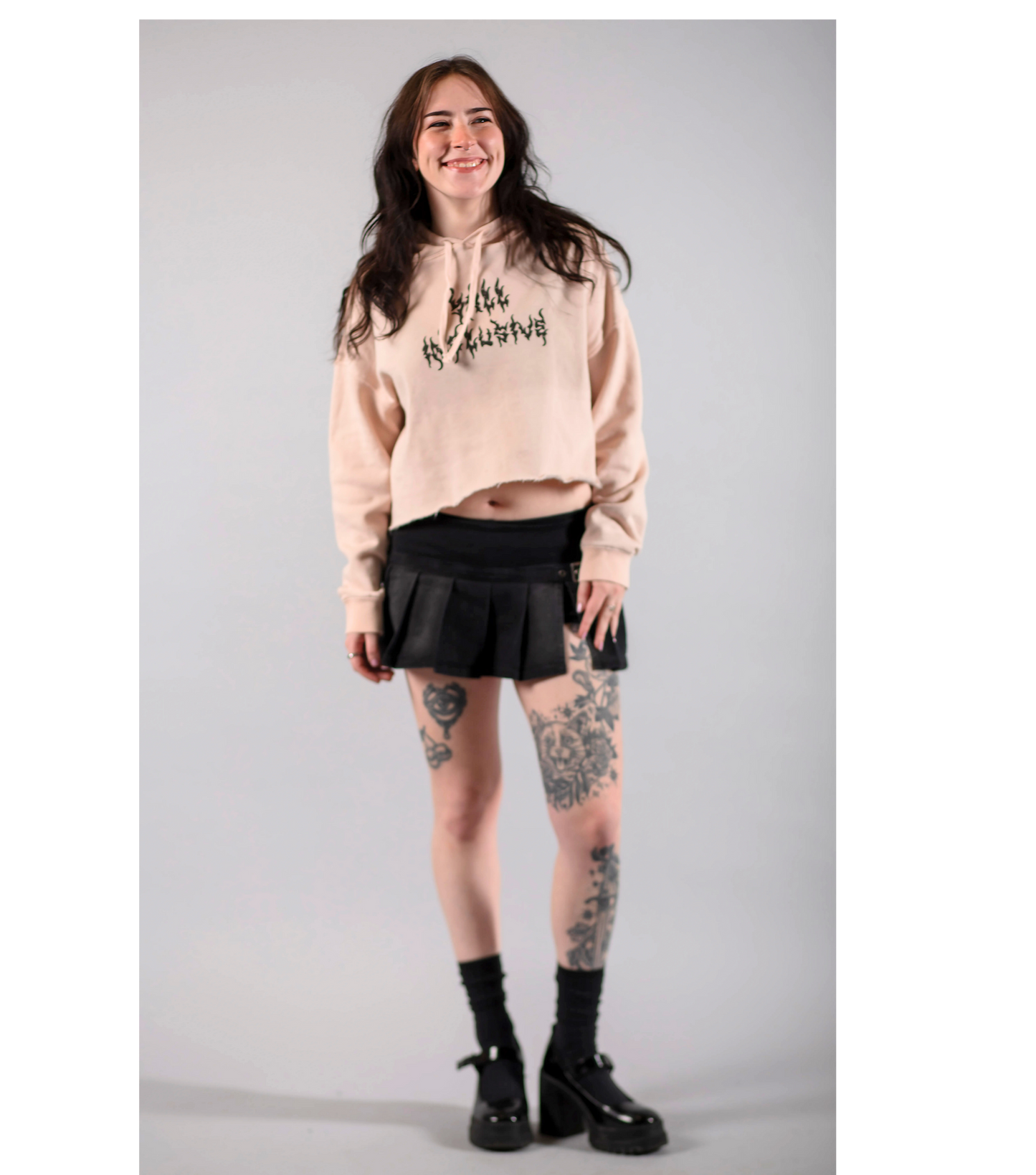 Black Metal Cropped Hoodie