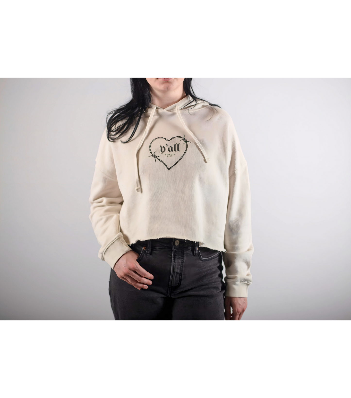 Barbed Hearts Cropped Hoodie