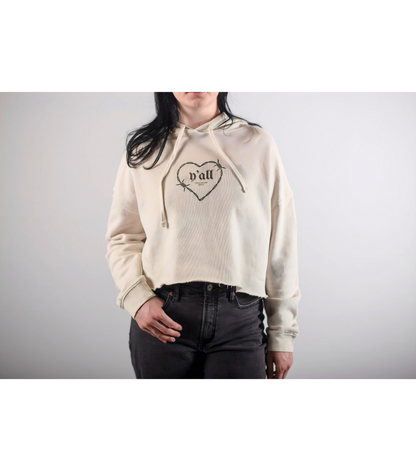 Barbed Hearts Cropped Hoodie