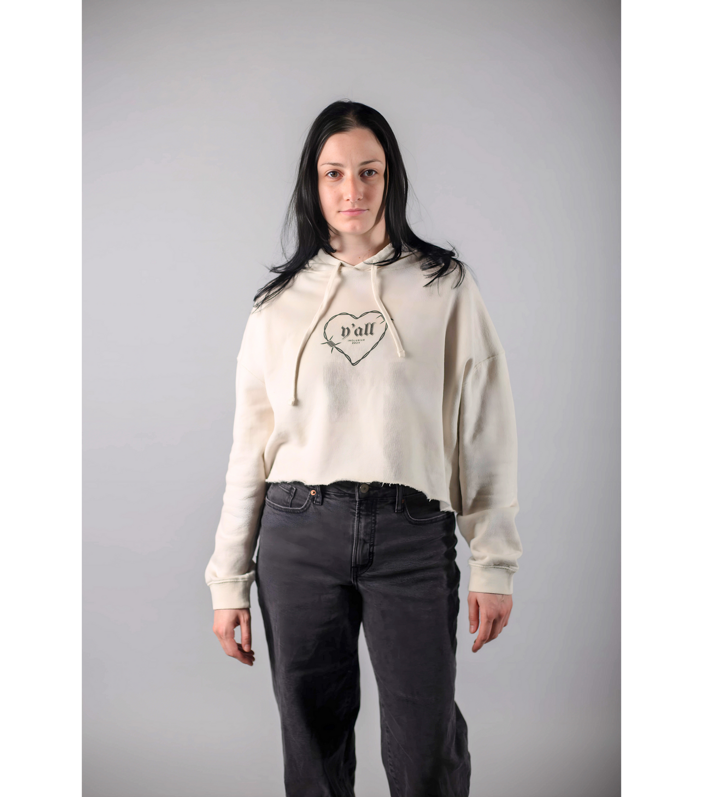 Barbed Hearts Cropped Hoodie